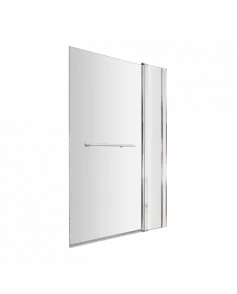 APS7724 Square Bath Screen With Fixed Panel & Rail Polished Chrome