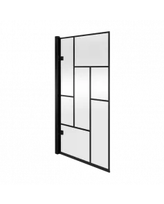 APS7725 Square Block Framed Hinged Bath Screen - 8mm Matt Black
