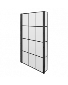 APS7742 Square Black Framed Bath Screen With Fixed Return Matt Black