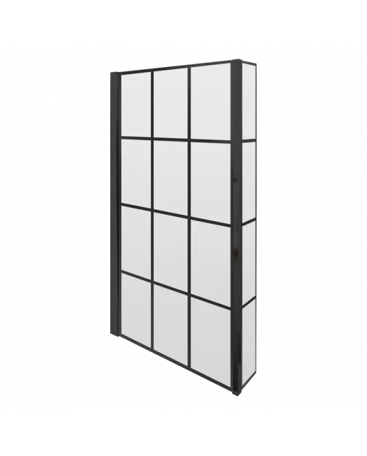 APS7742 Square Black Framed Bath Screen With Fixed Return Matt Black