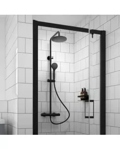 APS8097 Round Thermostatic Bar Valve & Shower Kit Matt Black