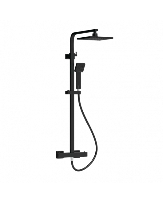 APS8098 Square Thermostatic Bar Valve & Shower Kit Matt Black