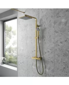 APS8100 Square Thermostatic Bar Valve & Kit Brushed Brass