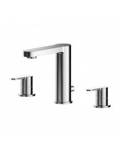 APS8118 Deck Mounted 3 Tap Hole Basin Mixer With Pop Up Waste Chrome