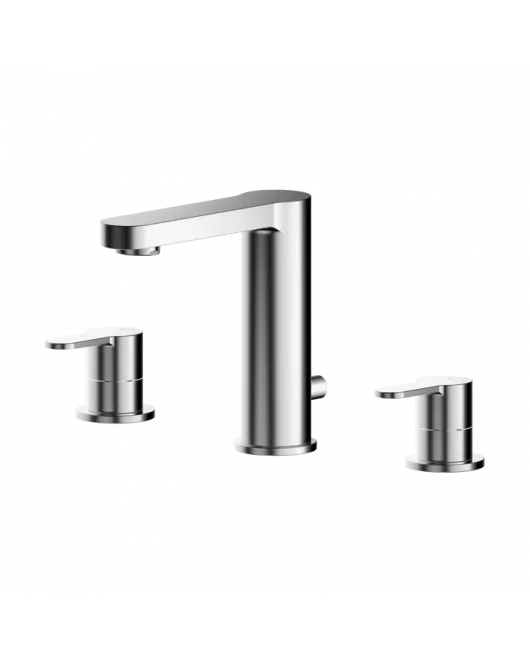 APS8118 Deck Mounted 3 Tap Hole Basin Mixer With Pop Up Waste Chrome