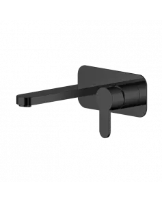 APS8125 Wall Mounted 2 Tap Hole Basin Mixer With Plate Matt Black