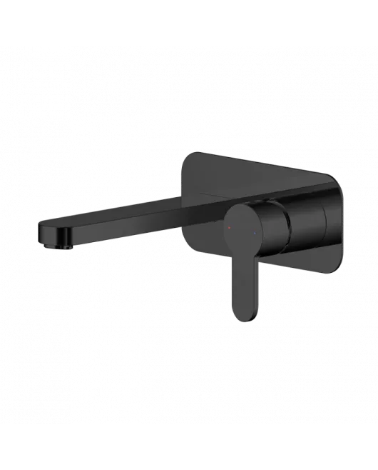 APS8125 Wall Mounted 2 Tap Hole Basin Mixer With Plate Matt Black