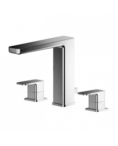 APS8224 Deck Mounted 3 Tap Hole Basin Mixer With Pop Up Waste Chrome