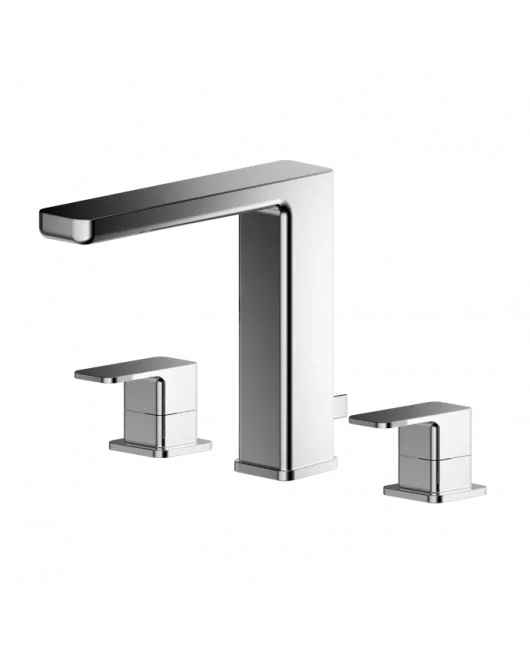 APS8224 Deck Mounted 3 Tap Hole Basin Mixer With Pop Up Waste Chrome