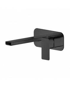 APS8231 Wall Mounted 2 Tap Hole Basin Mixer With Plate Matt Black