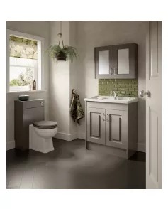 APS8400 600mm Mirror Cabinet Stone Grey Woodgrain