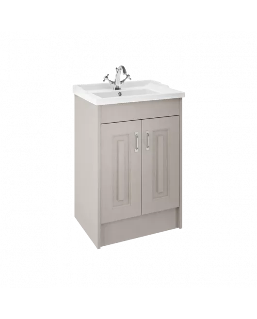 APS8409 York 600mm FS 2-Door Unit & Basin Stone Grey Woodgrain