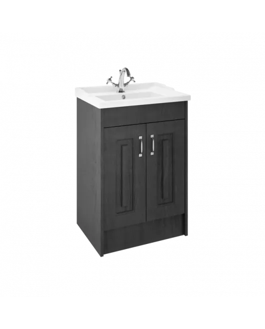 APS8413 York 600mm FS 2-Door Unit & Basin Royal Grey Woodgrain