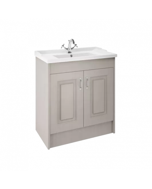 APS8415 York 800mm FS 2-Door Unit & Basin Stone Grey Woodgrain