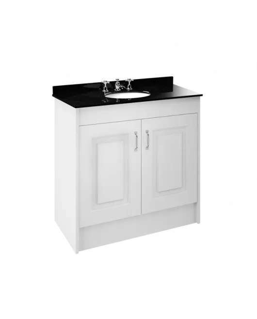 APS8442 1000 2-Door F/S Unit with Marble Top 3TH White Ash/Black