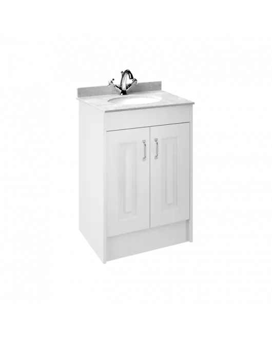 APS8445 600 2-Door F/S Unit with Marble Top 1TH White Ash/White