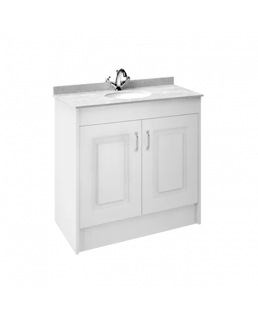 APS8457 1000 2-Door F/S Unit with Marble Top 1TH White Ash/White