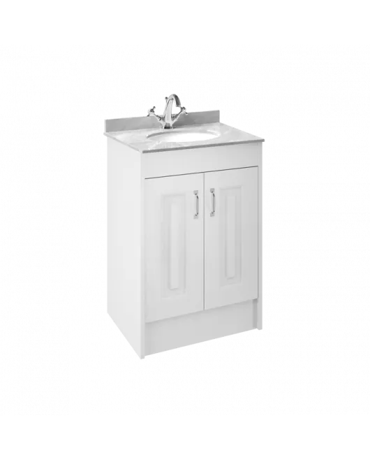 APS8463 600 2-Door F/S Unit with Marble Top 1TH White Ash/Grey