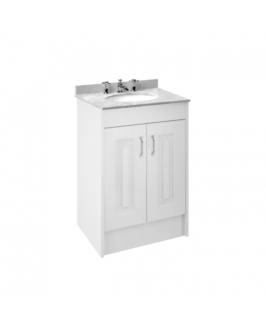 APS8466 600 2-Door F/S Unit with Marble Top 3TH White Ash/Grey