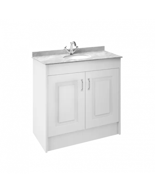 APS8475 1000 2-Door F/S Unit with Marble Top 1TH White Ash/Grey