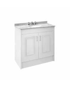 APS8478 1000 2-Door F/S Unit with Marble Top 3TH White Ash/Grey