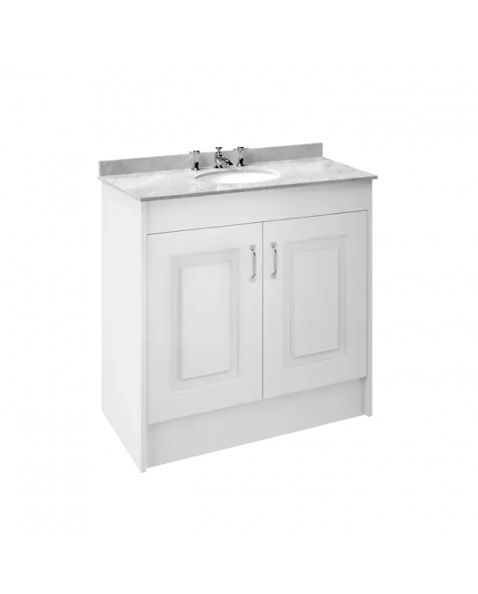 APS8478 1000 2-Door F/S Unit with Marble Top 3TH White Ash/Grey
