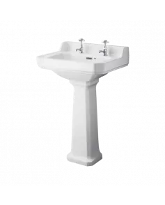 APS8511 560mm Basin & Pedestal (2 Tap Hole) White