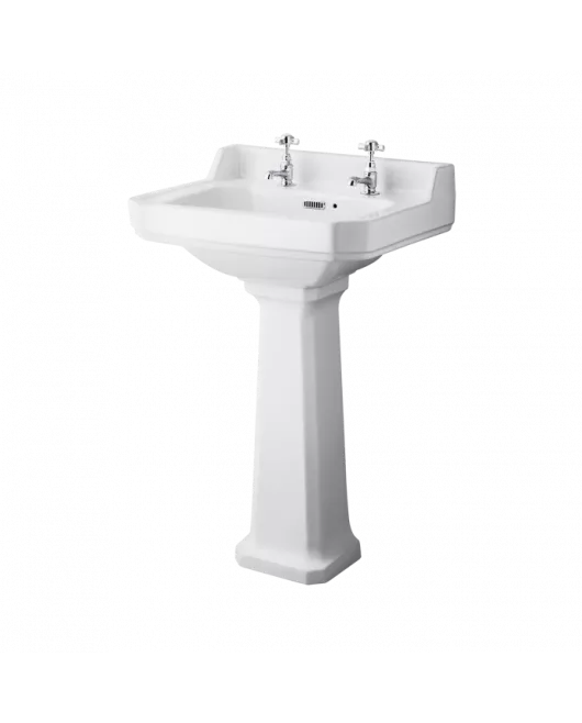 APS8511 560mm Basin & Pedestal (2 Tap Hole) White