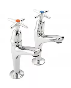 APS8625 Mercia Cross Top High Neck Sink Tap (Pair) Chrome