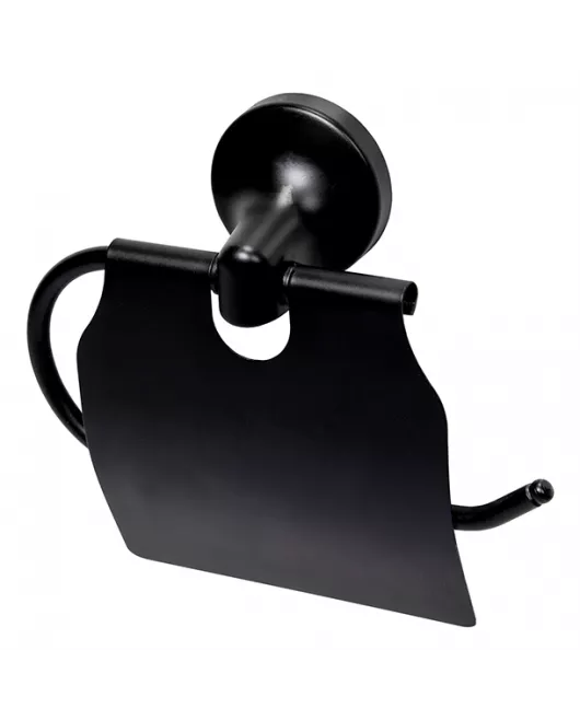 APS9012 Haceka Aspen Toilet Roll Holder with Cover black Matt Black
