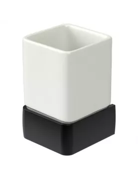 APS9041 Haceka Aline Single Cup Holder Black Aluminum Ceramics Black