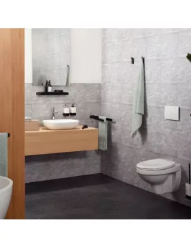 APS9042 Haceka Aline Towel Rail Double Swing Black Aluminum 46cm Black